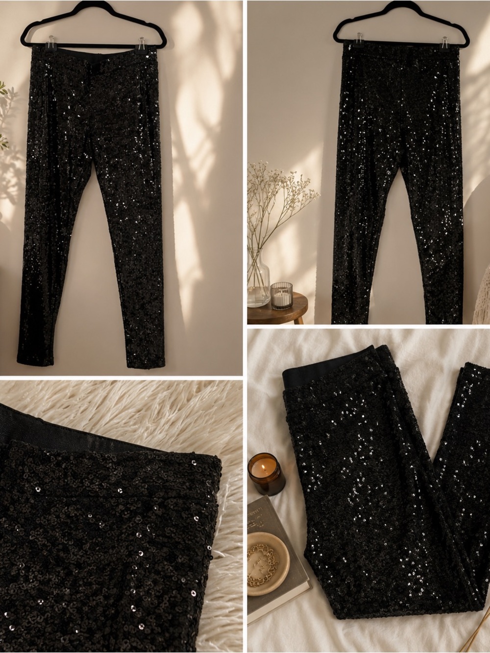 Express Black Sequin Slim Leggings